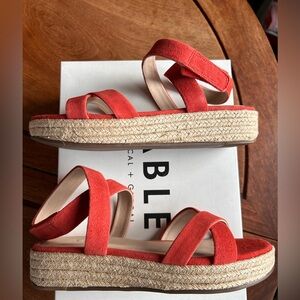 Able Larissa Sport Bright Coral Espadrille Sandals